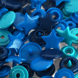 COLOUR SNAP FASTENER, PRYM LOVE, STAR, 12.4MM, BLUE/TURQUOISE/INK