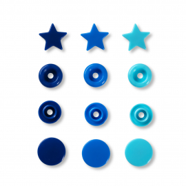 COLOUR SNAP FASTENER, PRYM LOVE, STAR, 12.4MM, BLUE/TURQUOISE/INK