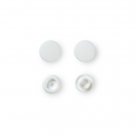 NON-SEW PRESS FASTENERS, COLOUR SNAPS, ROUND, 12.4MM, WHITE