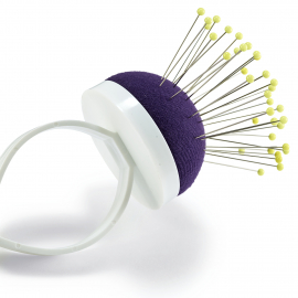 ARM PIN CUSHION WITH STRAP, DARK VIOLET/WHITE