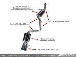 AWE Audi B8 A4 Touring Edition Exhaust - Single Side Polished Silver Tips