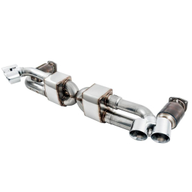 AWE Performance Exhaust and High-Flow Cat Sections for Porsche 991 Turbo - Chrome Silver Quad Tips