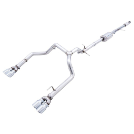 AWE 0FG Catback Split Rear Exit Exhaust for 4th Gen Silverado/Sierra 1500 5.3L (With Bumper Cutouts) - Quad Chrome Silver Tips