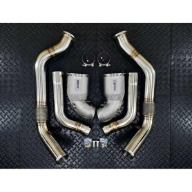Redstar GESI GEN2 UHO+ 400CPSI 5" Heat Shielded Downpipes - Bentley Continental GT / Porsche Panamera 971 Turbo