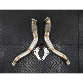 Redstar Stainless Steel HJS HD 200CPSI 130mm Downpipes - Ferrari 488