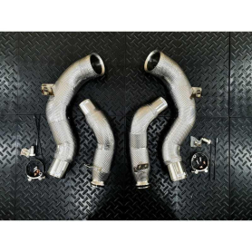 Redstar GESI GEN2 UHO+ 400CPSI 5" Heat Shielded Downpipes - OPF Mercedes S580 W223