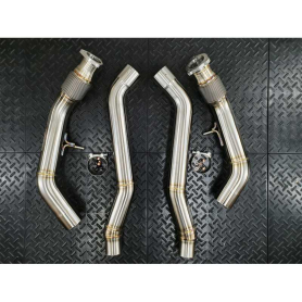 Redstar Stainless Steel Heat Shielded Front Resonator Delete - Audi C8 A6 A7 S6 S7