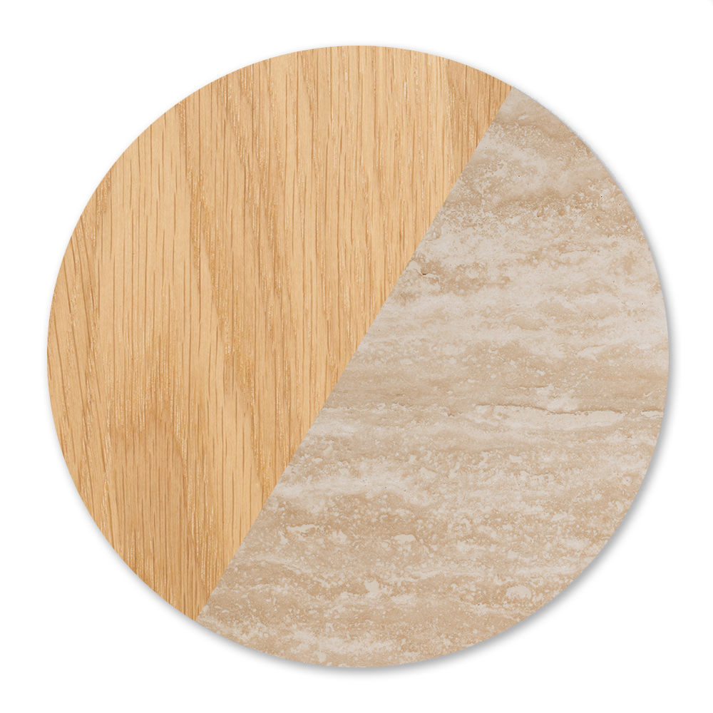Round cutting board with half wood and half marble design