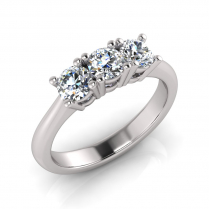 Half Round Shank | Four Claw Double Bezel Three Stone Setting