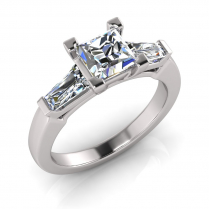 Half Round Shank | Four Claw Side Baguette Setting