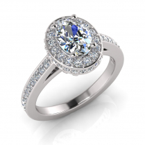 Pave Set Shank | Four Claw Oval And Pave Setting