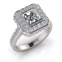 Pave Set Shank | Princess Rub-over And Pave Setting