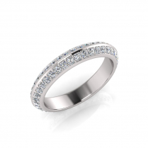 Knife Edge Double Pave Round Wedding Band