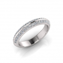 Knife Edge Double Pave Round Wedding Band