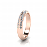 Knife Edge Double Pave Round Wedding Band