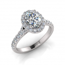 Oval Halo Scalloped Set Split Ring