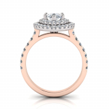 Pear Double Halo Scalloped Set Ring