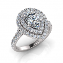 Pear Double Halo Scalloped Set Split Ring