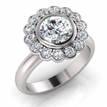 Bezel & Pave Set Flower Halo Dress Ring