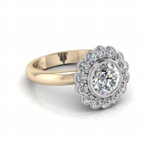 Bezel & Pave Set Flower Halo Dress Ring