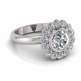 Bezel & Pave Set Flower Halo Dress Ring