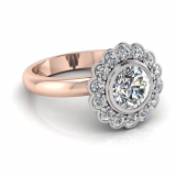 Bezel & Pave Set Flower Halo Dress Ring