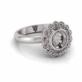 Bezel & Pave Set Flower Halo Dress Ring