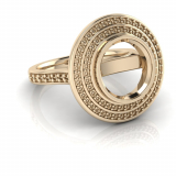 Round Bezel Set & Double Halo Pave Set Ring