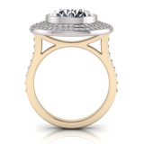 Round Bezel Set & Double Halo Pave Set Ring