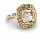 Cushion Bezel Set & Double Halo Pave Set Ring