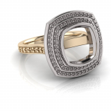 Cushion Bezel Set & Double Halo Pave Set Ring