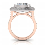 Cushion Bezel Set & Double Halo Pave Set Ring