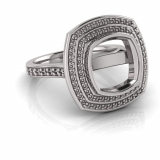 Cushion Bezel Set & Double Halo Pave Set Ring