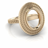 Oval Bezel Set & Double Halo Pave Set Ring