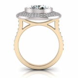 Oval Bezel Set & Double Halo Pave Set Ring