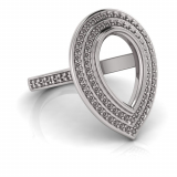 Pear Bezel Set & Double Halo Pave Set Ring