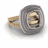 Cushion Bezel Set & Double Halo Pave Set Ring