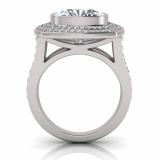 Cushion Bezel Set & Double Halo Pave Set Ring