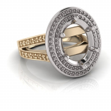 Oval Claw Set & Double Halo Pave Set Ring