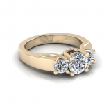 Round Three Stone Cross Over Ring | Flat Shank