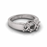 Round Three Stone Cross Over Ring | Flat Shank