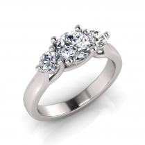 Round Three Stone Cross Over Ring | Half Round Shank