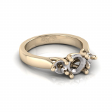 Round Three Stone Cross Over Ring | Half Round Shank