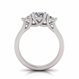 Round Three Stone Cross Over Ring | Half Round Shank