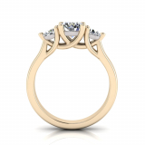 Round Three Stone Cross Over Ring | Half Round Shank