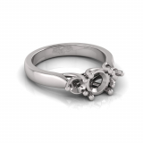 Round Three Stone Cross Over Ring | Half Round Shank