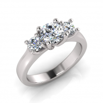 Round Three Stone Ring | Half Round Shank