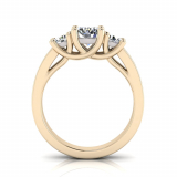 Round Three Stone Cross Over Ring | Flat Shank