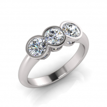 Round Three Stone Semi Bezel Set | Half Round Shank