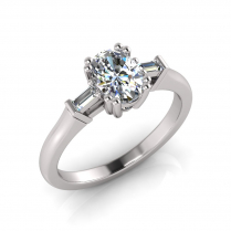 Round And Baguette Claw Set| Half Round Shank